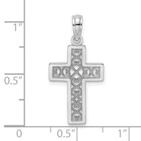 14K White Gold Textured Lace Center Cross Charm-K8504W