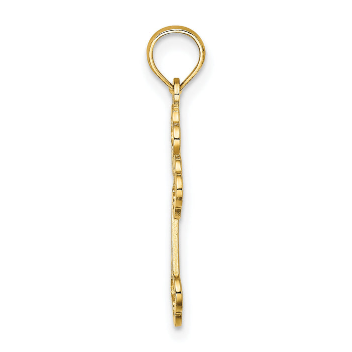 14K Lace Center Budded Cross Charm-K8506