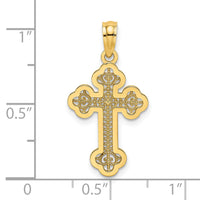 14K Lace Center Budded Cross Charm-K8506