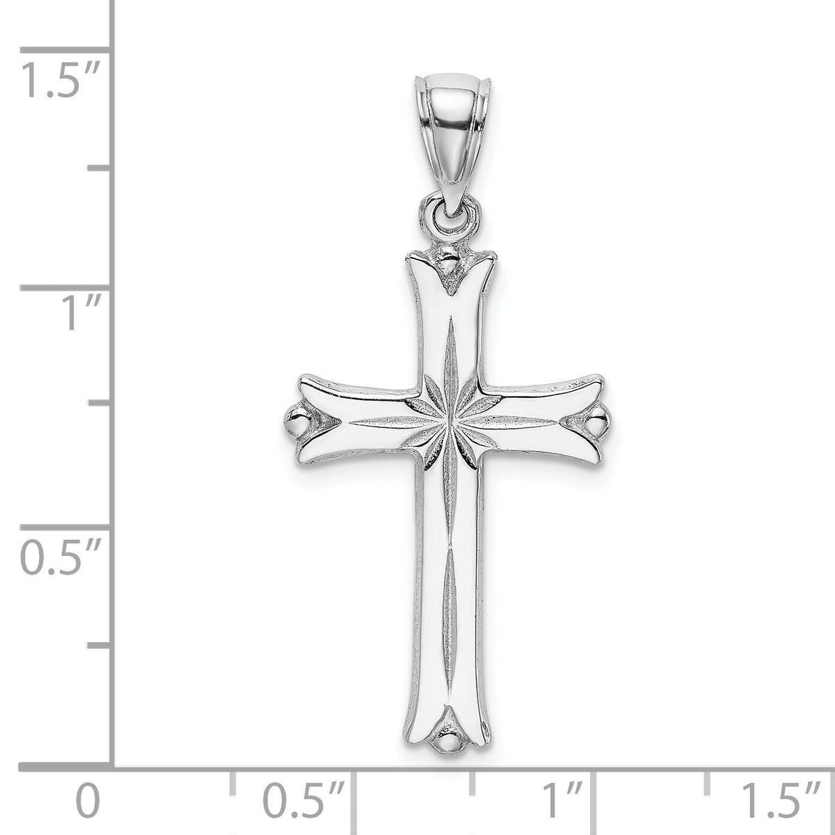 14K White Gold Cross W/Starburst Center Charm-K8509W