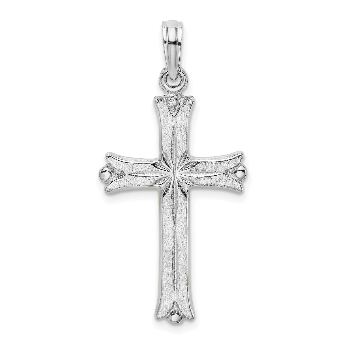 14K White Gold Cross W/Starburst Center Charm-K8509W