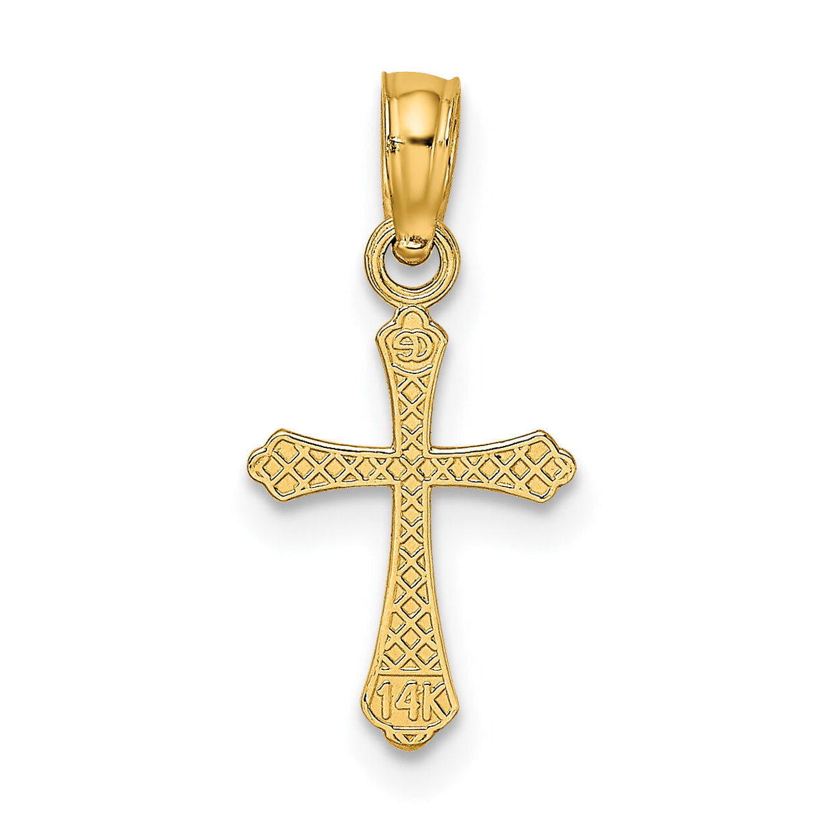 14K Textured Mini Cross Charm-K8510