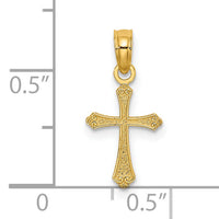 14K Textured Mini Cross Charm-K8510