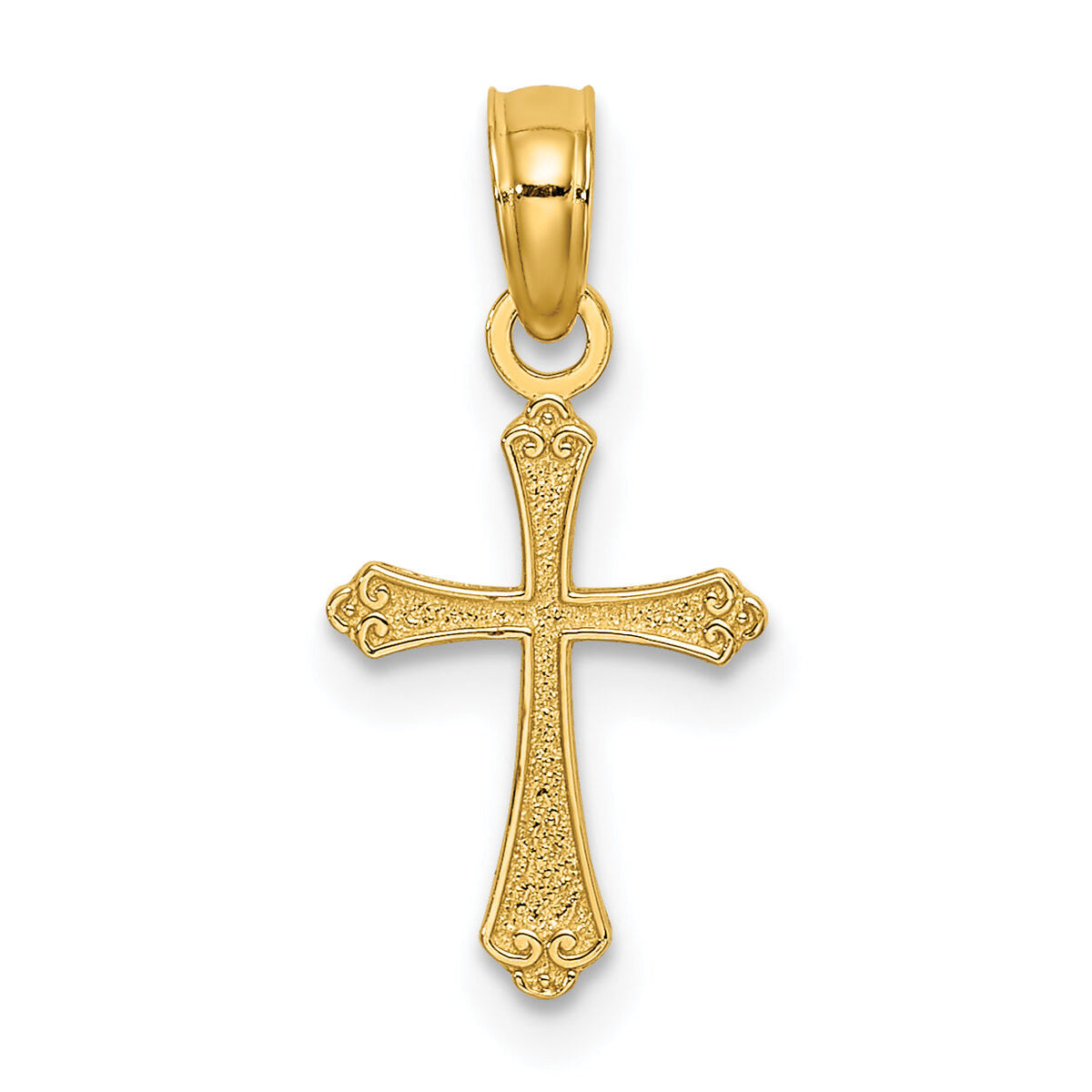 14K Textured Mini Cross Charm-K8510