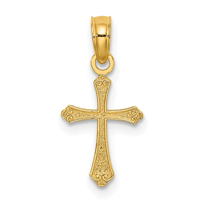 14K Textured Mini Cross Charm-K8510