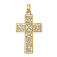 14K Polished Square Cross w/ Heart Design Charm-K8511