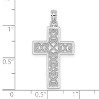 14K White Gold Polished Square Cross w/ Heart Design Charm-K8511W