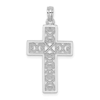 14K White Gold Polished Square Cross w/ Heart Design Charm-K8511W