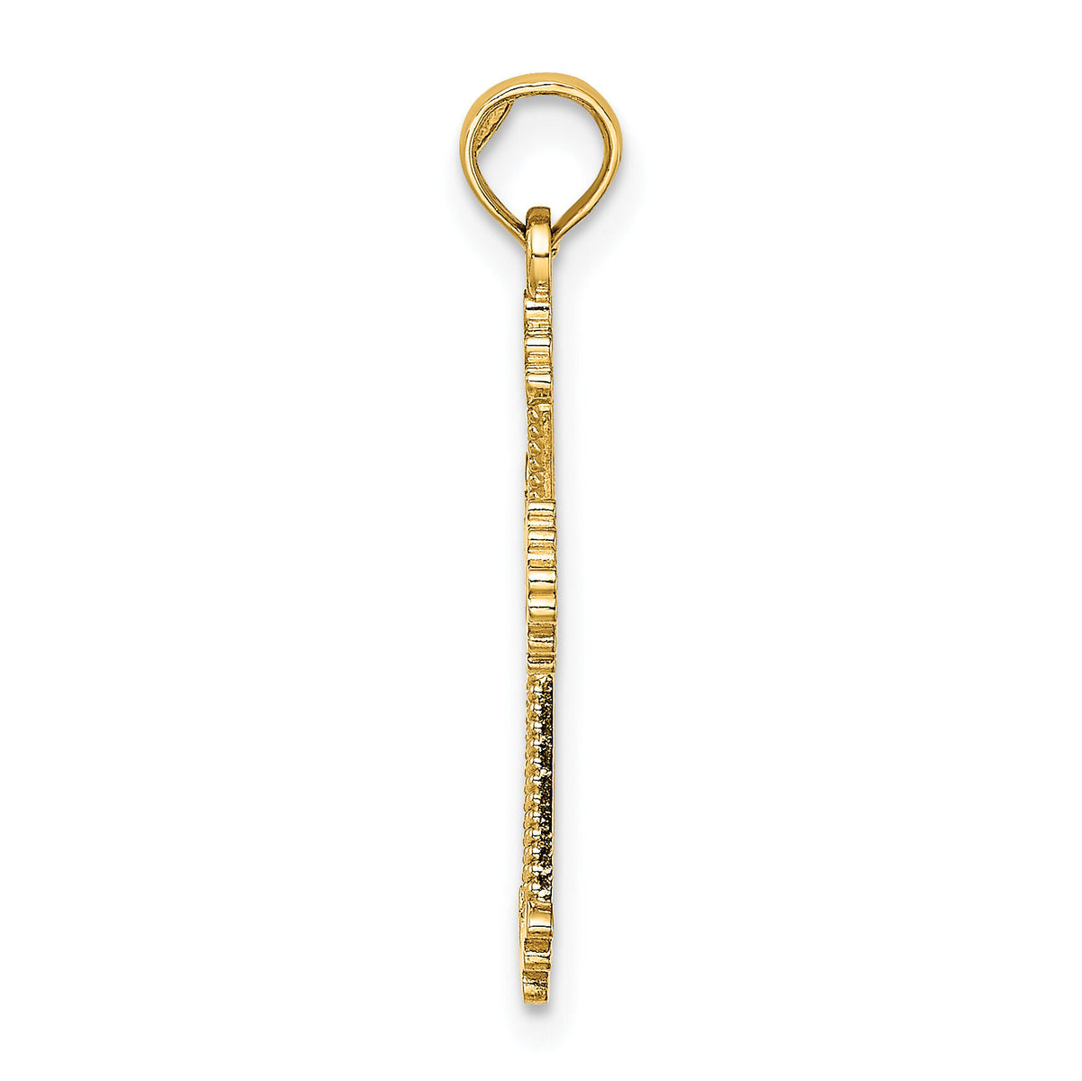 14K Cut-Out Stripes Cross w/ Heart Charm-K8513