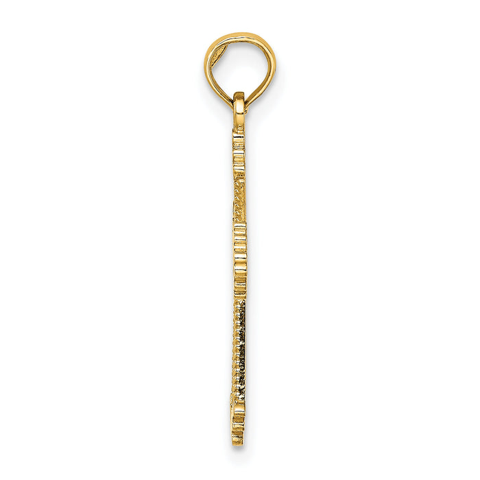 14K Cut-Out Stripes Cross w/ Heart Charm-K8513