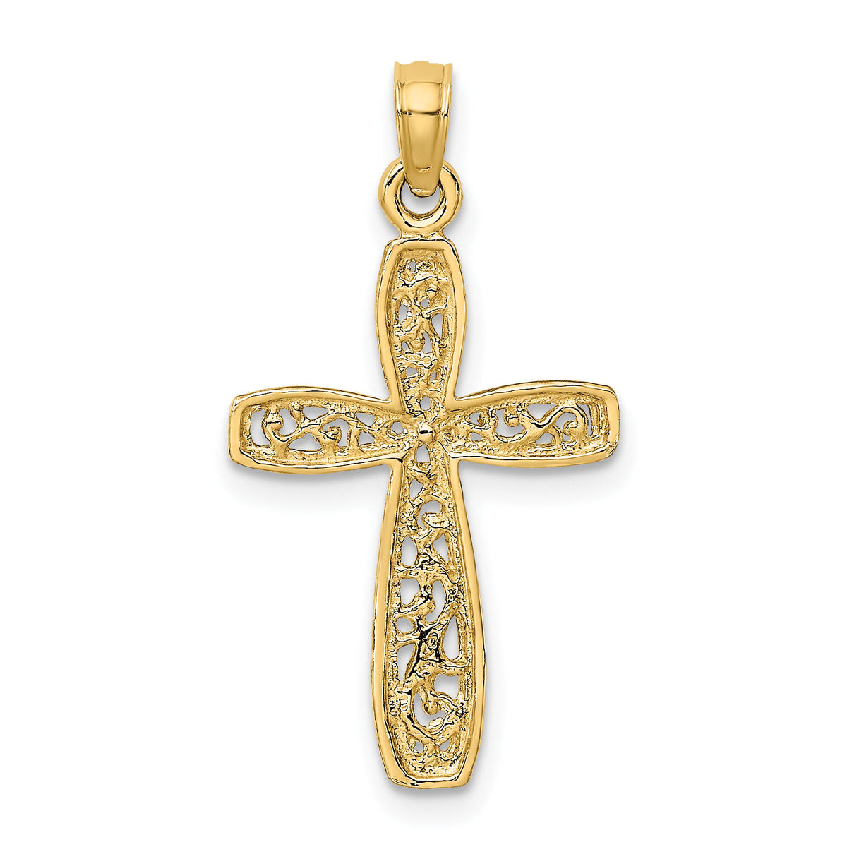 14K Cross w/ Filigree Center Charm-K8515