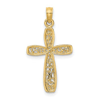 14K Cross w/ Filigree Center Charm-K8515