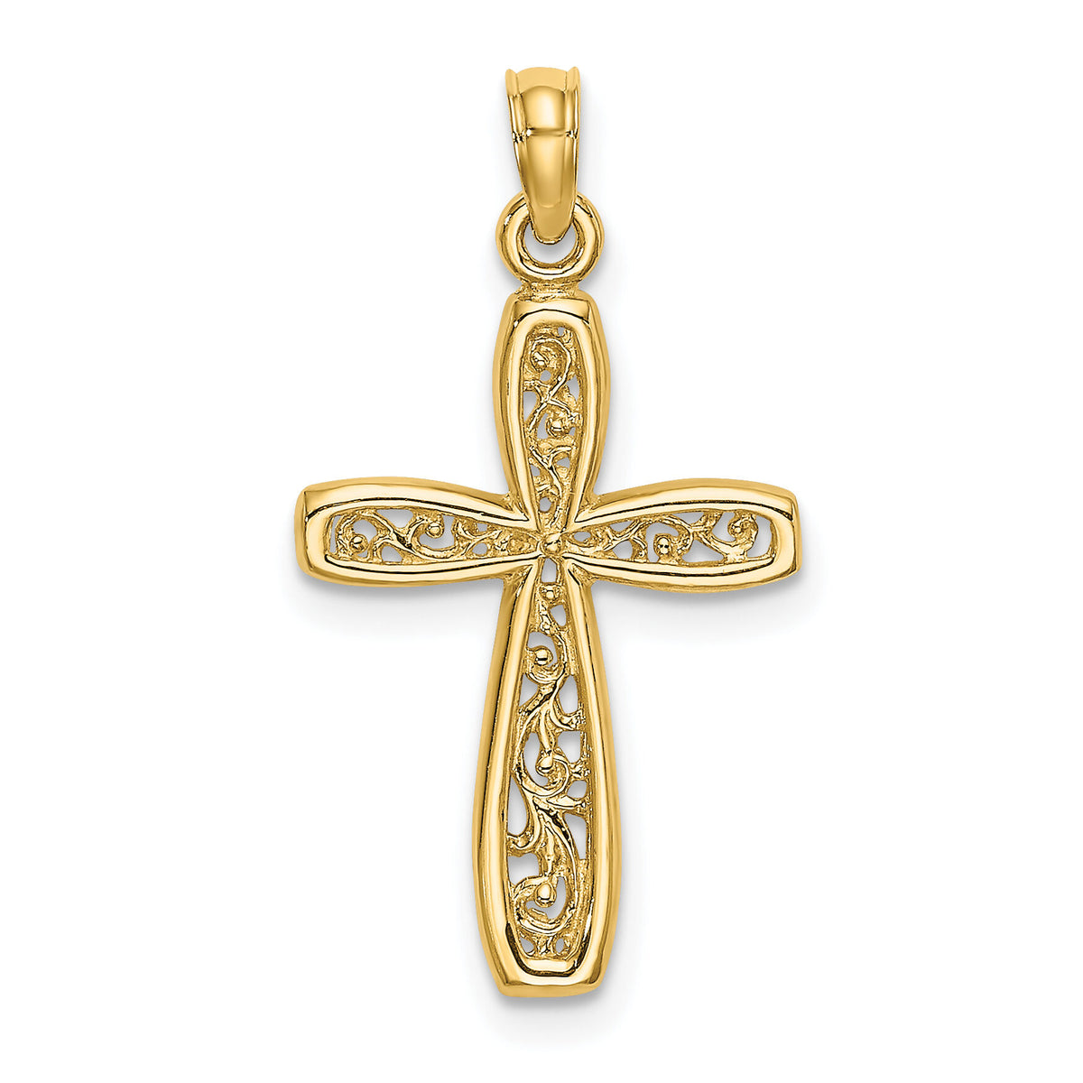 14K Cross w/ Filigree Center Charm-K8515