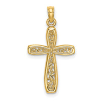 14K Cross w/ Filigree Center Charm-K8515