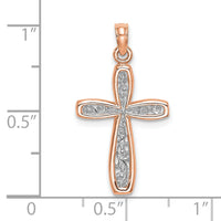 14K Rose w/ White Rhodium Filigree Center Border-K8515R