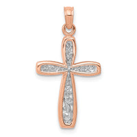 14K Rose w/ White Rhodium Filigree Center Border-K8515R