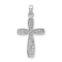 14K White Gold Cross w/ Filigree Center Charm-K8515W