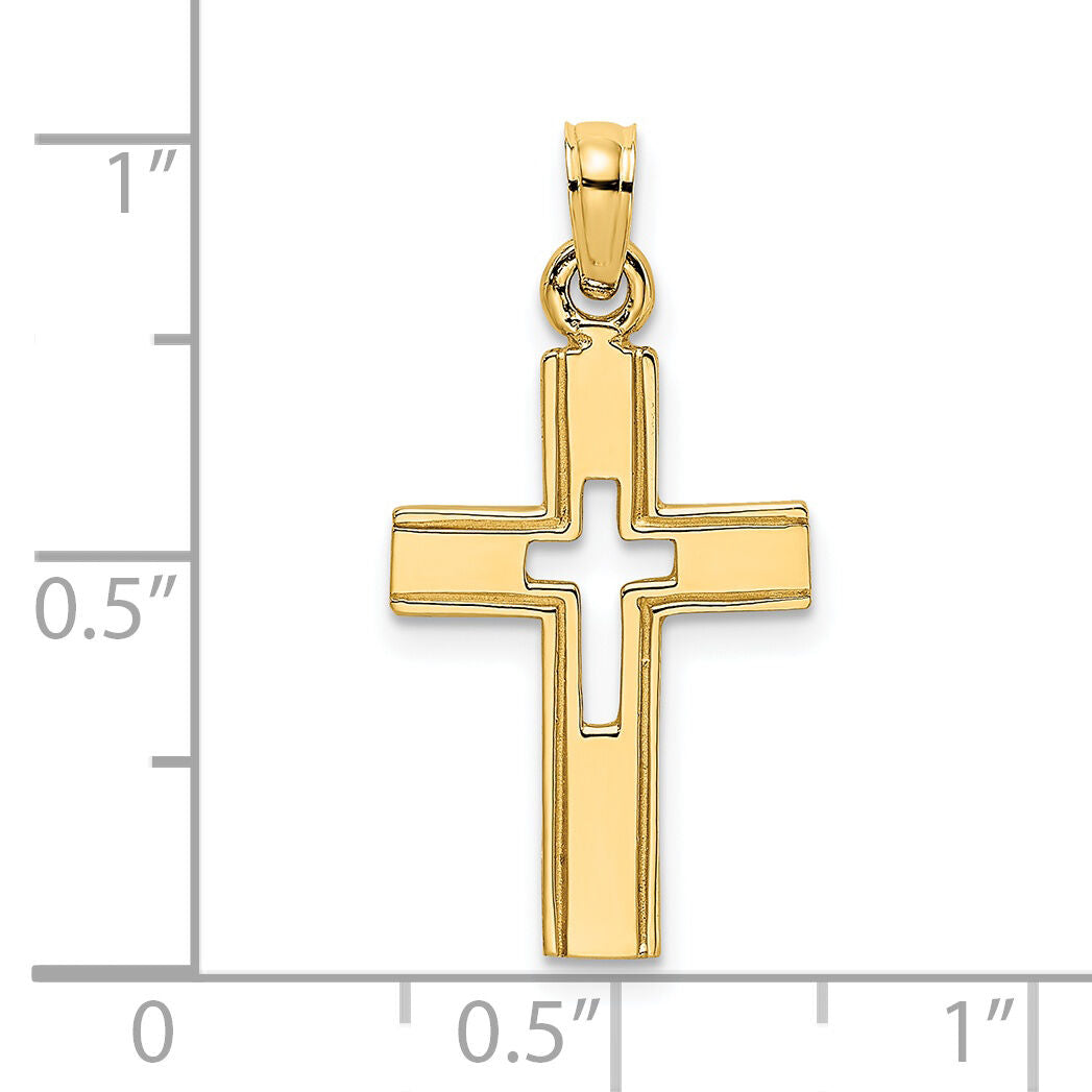 14K Polished and Cut-Out Cross Charm-K8517