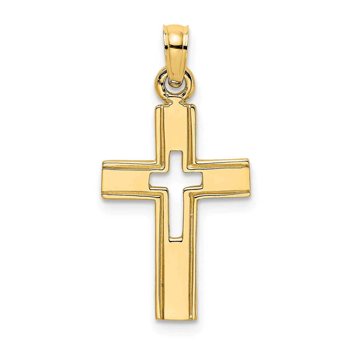 14K Polished and Cut-Out Cross Charm-K8517