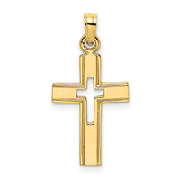 14K Polished and Cut-Out Cross Charm-K8517