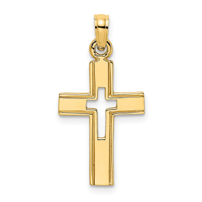 14K Polished and Cut-Out Cross Charm-K8517