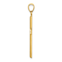 14K Polished Beaded Cross Charm-K8519