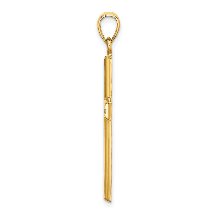 14K Polished Beaded Cross Charm-K8519