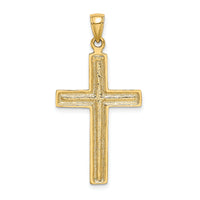 14K Polished Beaded Cross Charm-K8519