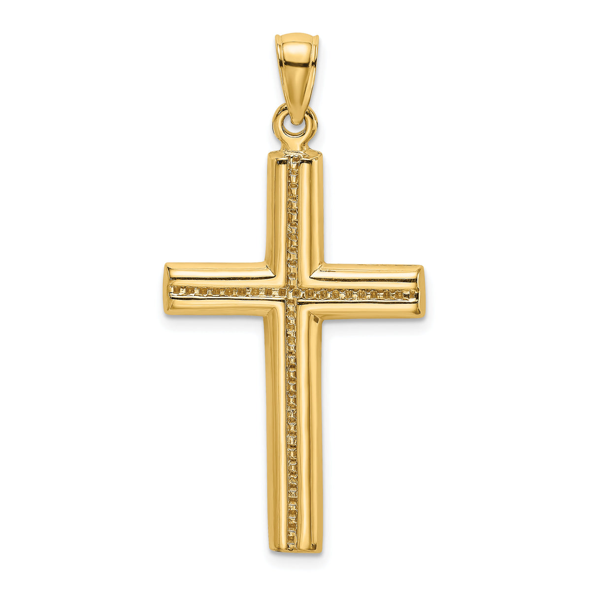 14K Polished Beaded Cross Charm-K8519