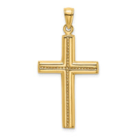 14K Polished Beaded Cross Charm-K8519