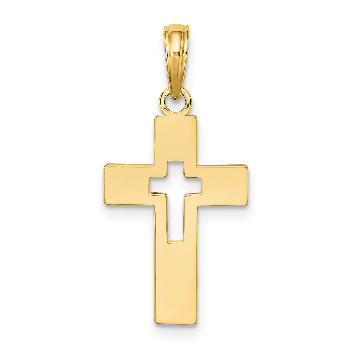 14K Polished Cut-Out Cross Charm-K8522