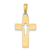 14K Polished Cut-Out Cross Charm-K8522