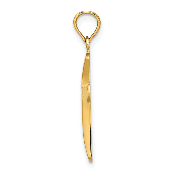 14K Polished Beveled Cross w/ Round Tips Charm-K8523