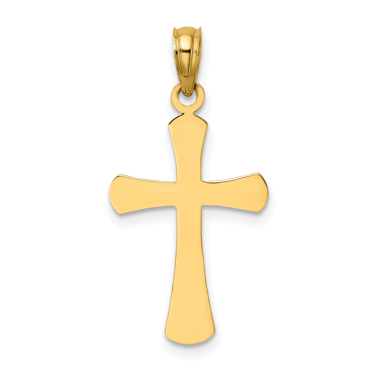 14K Polished Beveled Cross w/ Round Tips Charm-K8523