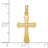 14K Polished Beveled Cross w/ Round Tips Charm-K8523