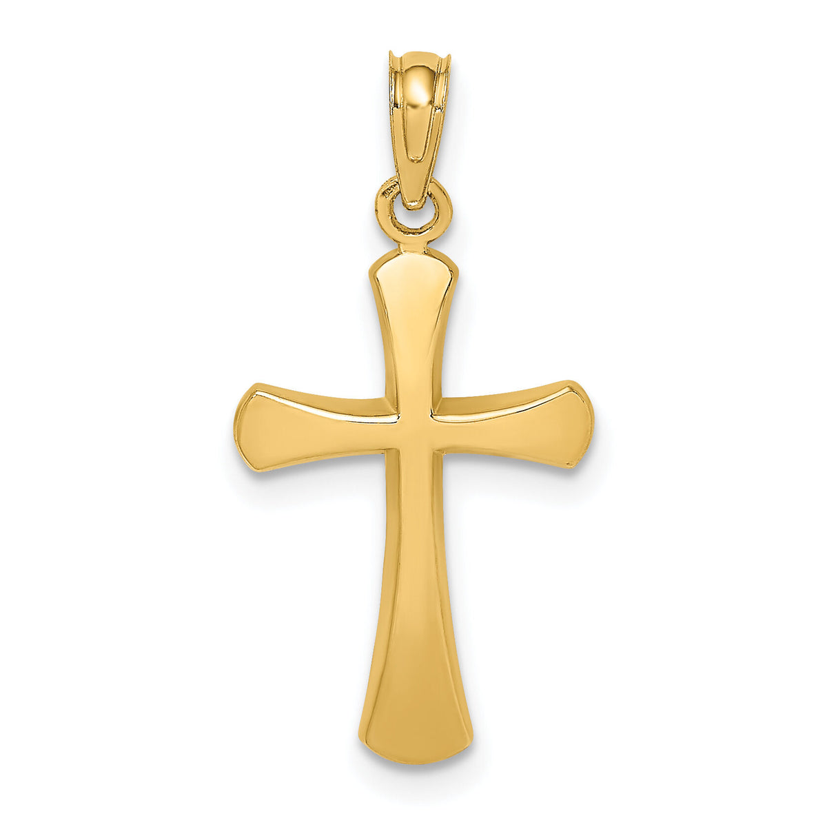 14K Polished Beveled Cross w/ Round Tips Charm-K8523