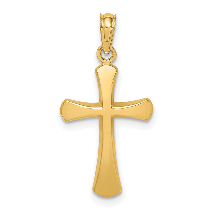 14K Polished Beveled Cross w/ Round Tips Charm-K8523