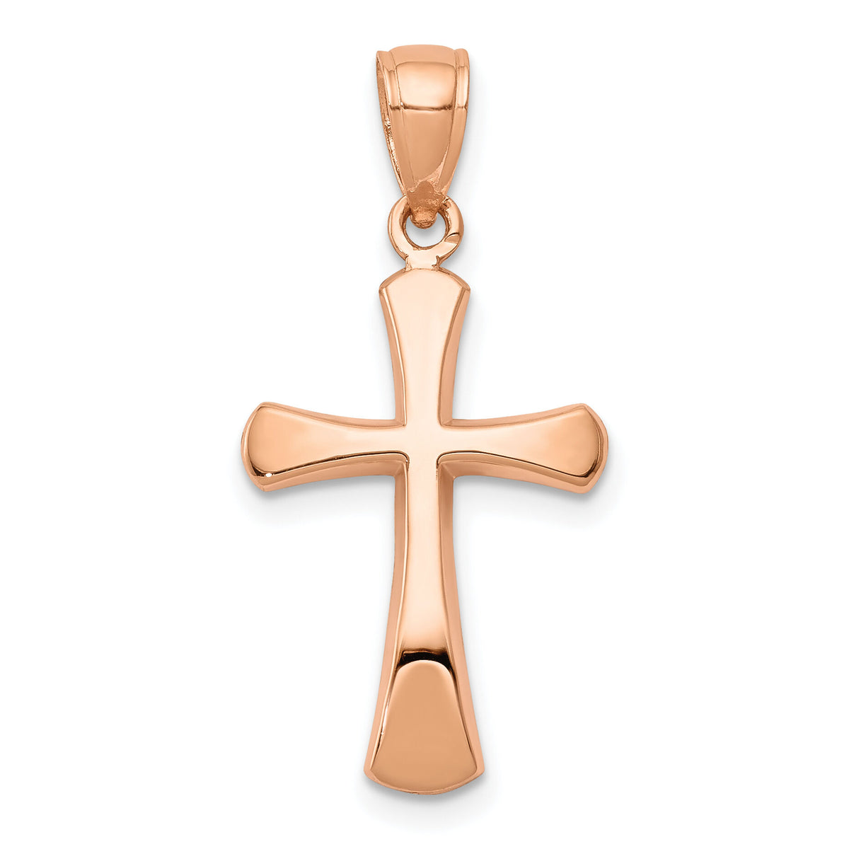 14K Rose Gold Polished Beveled Cross w/ Round Tips Charm-K8523R