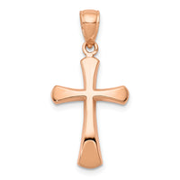 14K Rose Gold Polished Beveled Cross w/ Round Tips Charm-K8523R