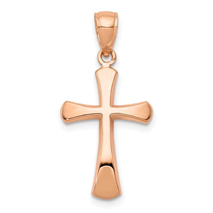 14K Rose Gold Polished Beveled Cross w/ Round Tips Charm-K8523R