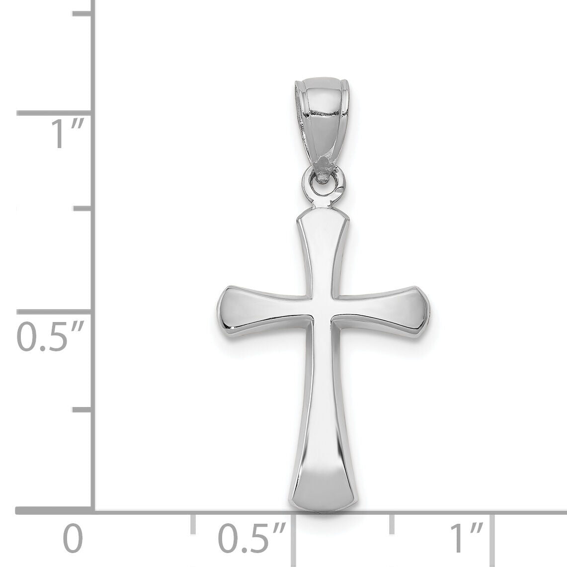 14K White Gold Polished Beveled Cross w/ Round Tips Charm-K8523W