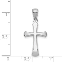 14K White Gold Polished Beveled Cross w/ Round Tips Charm-K8523W