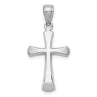14K White Gold Polished Beveled Cross w/ Round Tips Charm-K8523W