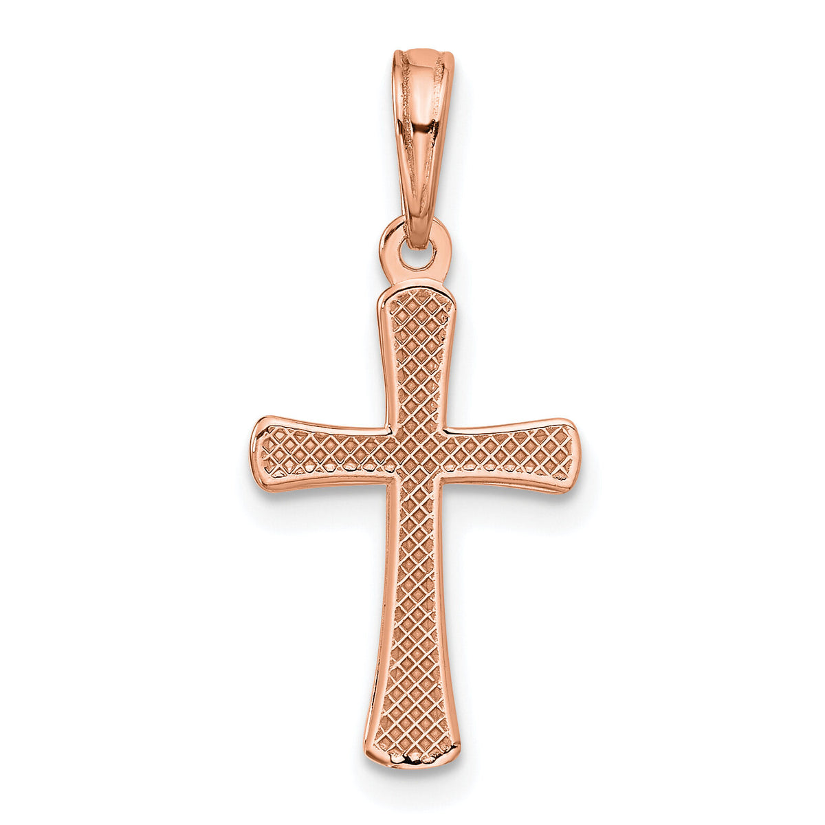 10K Rose Gold Polished Beveled Cross w/ Round Tips Charm-10K8524R