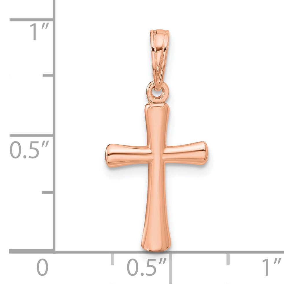 10K Rose Gold Polished Beveled Cross w/ Round Tips Charm-10K8524R