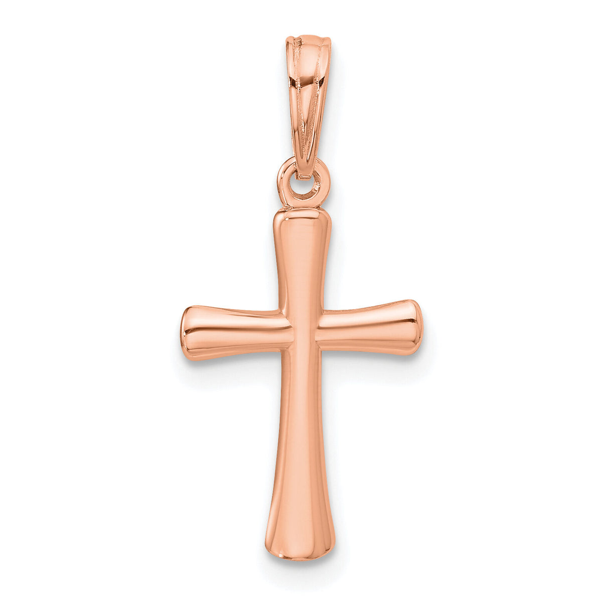 14K Rose Gold Polished Beveled Cross w/ Round Tips Charm-K8524R