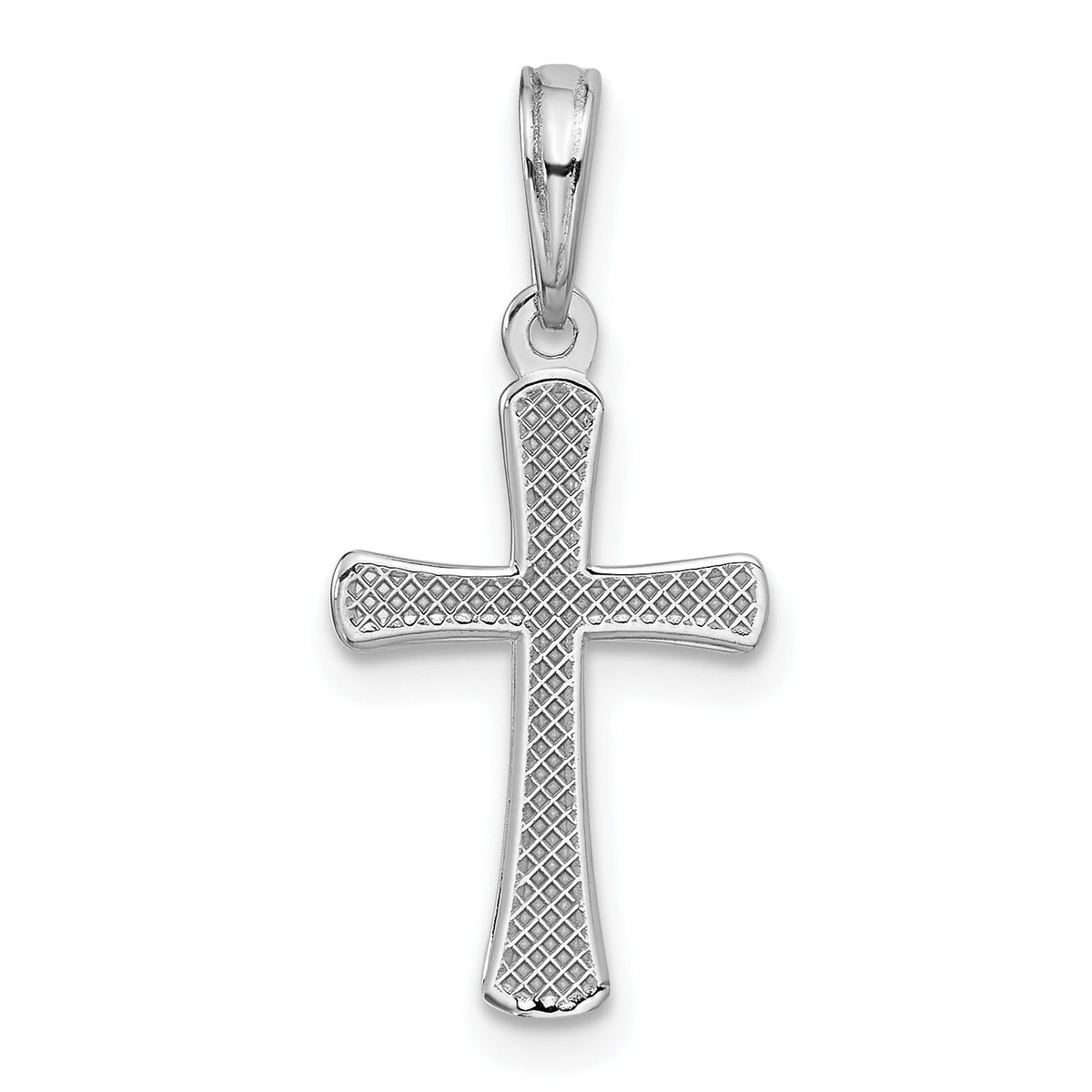 14K White Gold Polished Beveled Cross w/ Round Tips Charm-K8524W