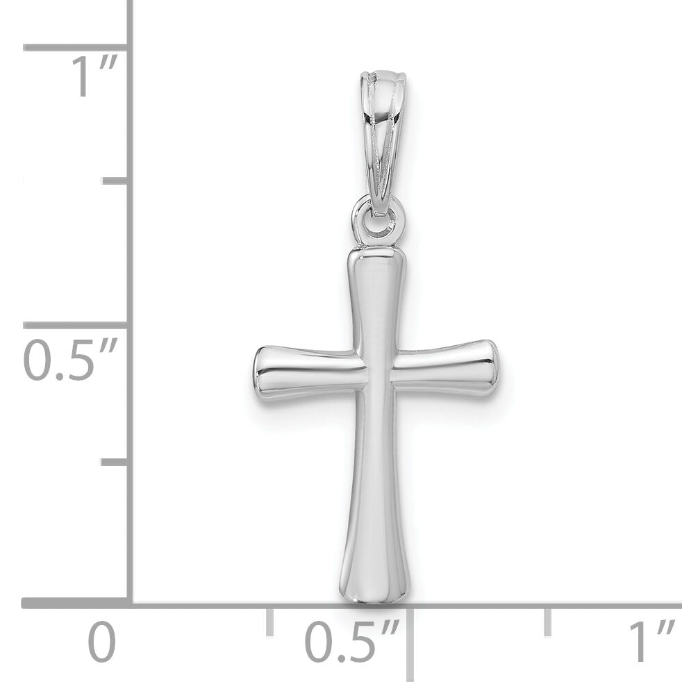 10K White Gold Polished Beveled Cross w/ Round Tips Charm-10K8524W