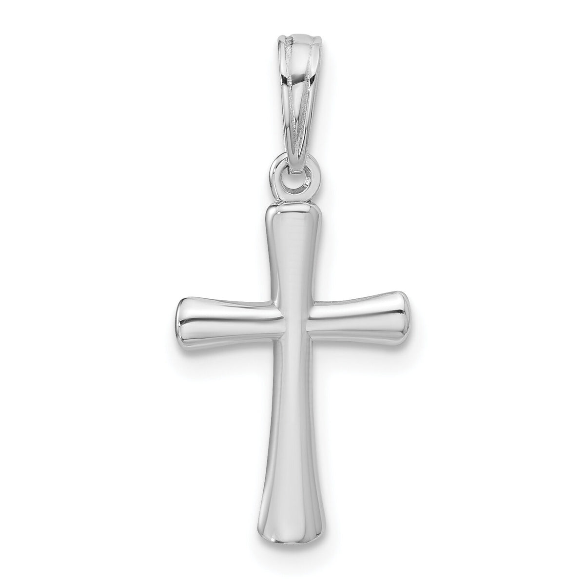 10K White Gold Polished Beveled Cross w/ Round Tips Charm-10K8524W