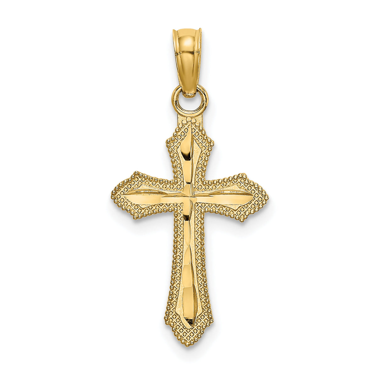 14K D/C w/ Beaded Edge Cross Charm-K8526